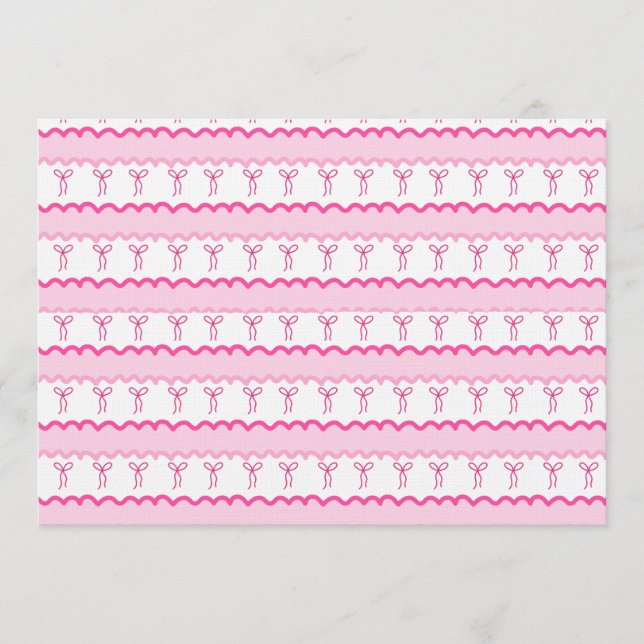Convite Pastel Pink Bow Seamless Pattern – Cute Aesthetic  (Frente)