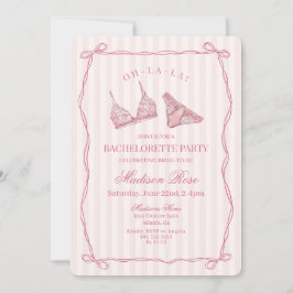 Convite Pastel Pink Lingerie Lace Bachelorette Party