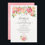 Convite Pastel Pink Watercolor Peonies Bat Mitzvah<br><div class="desc">Pastel rosa e cor d'água de pêssego peonies bat mitzvah convite projetado para ser fácil e rapidamente personalizável para suas especificidades de evento.</div>