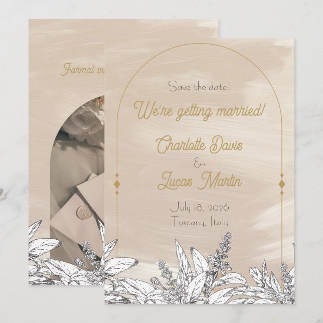 Convite Pastel Pink Wedding Save the Date Card (Frente/Verso)
