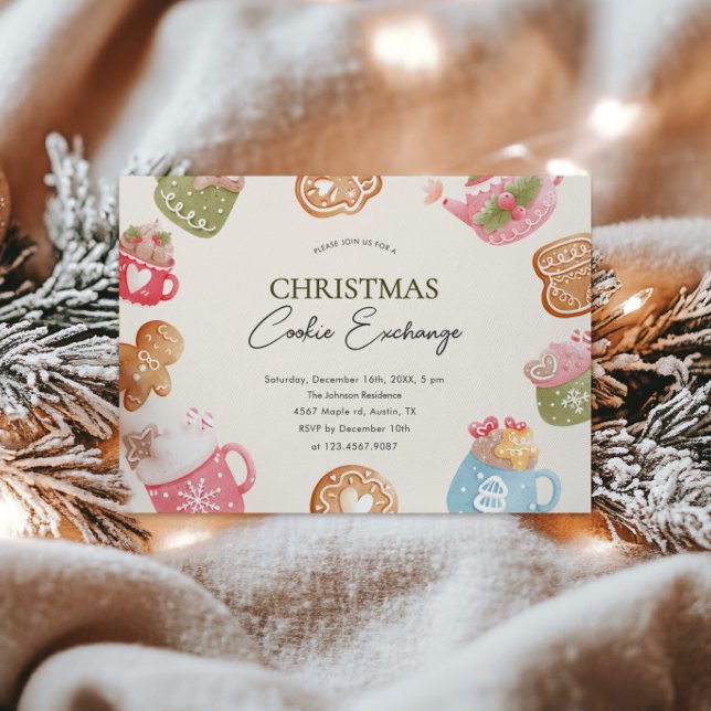 Convite Pastel Playful Natal Cookie Exchange Party (Criador carregado)