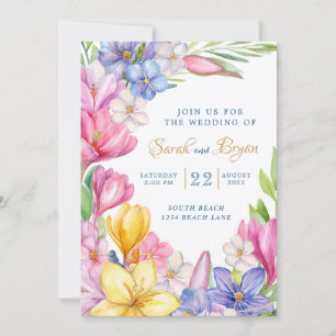 Convite Pastel Primavera Tulips Crocus Invitation
