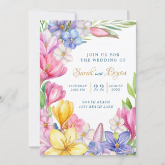 Convite Pastel Primavera Tulips Crocus Invitation