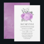 Convite Pastel Purple e Silver Vintage Rosa Bat Mitzvah<br><div class="desc">Vintage quic rosas roxos morcego mitzvah convite com sotaque de prata.</div>