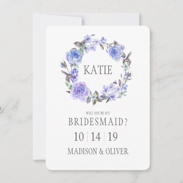 Convite Pastel Purple Watercolor Floral| Bridesmaid (Frente)