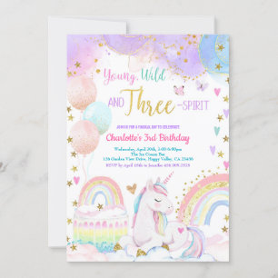 Convite Pastel Rainbow, aniversário de 3 anos do Partido M