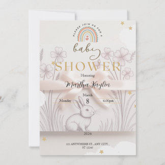 Convite Pastel Rainbow Baby Shower Invitation Custom Edita