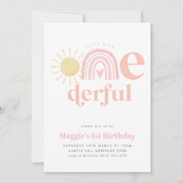 Convite Pastel Rainbow Pequena Senhorita ONE primeiro aniv