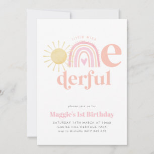 Convite Pastel Rainbow Pequena Senhorita ONE primeiro aniv