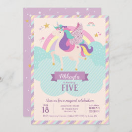 Convite Pastel Rainbow Unicorn Magic Birthday Cute
