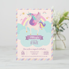 Convite Pastel Rainbow Unicorn Magic Birthday Cute
