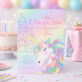 Convite Pastel Rainbow Unicorn Magical Birthday