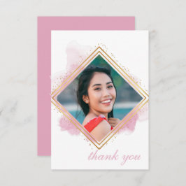 Convite Pastel Rosa E Graduação Dourada De Diamante Obriga