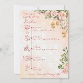 Convite Pastel rose Moroccan lanterns baby shower timeline
