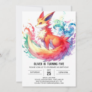 Convite Pastel Rustic Fox Birthday