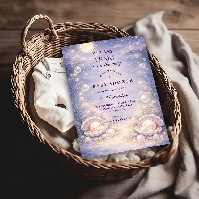Convite Pastel Seashell Pearl Baby Shower (Criador carregado)