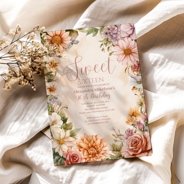 Convite Pastel Selvagens Rosa Romântico 16 (Criador carregado)