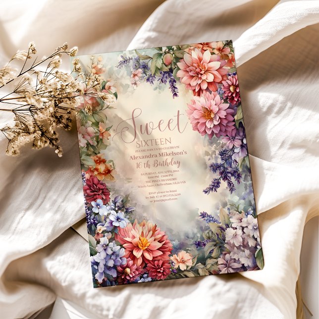 Convite Pastel Selvagens Whimsical Sweet 16 (Criador carregado)