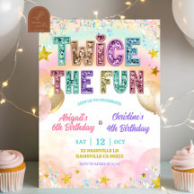 Pastel Sequin Glitter Double Birthday