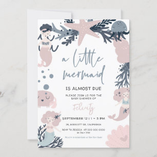 Convite Pastel Sereia Sob O Chá de fraldas Do Mar