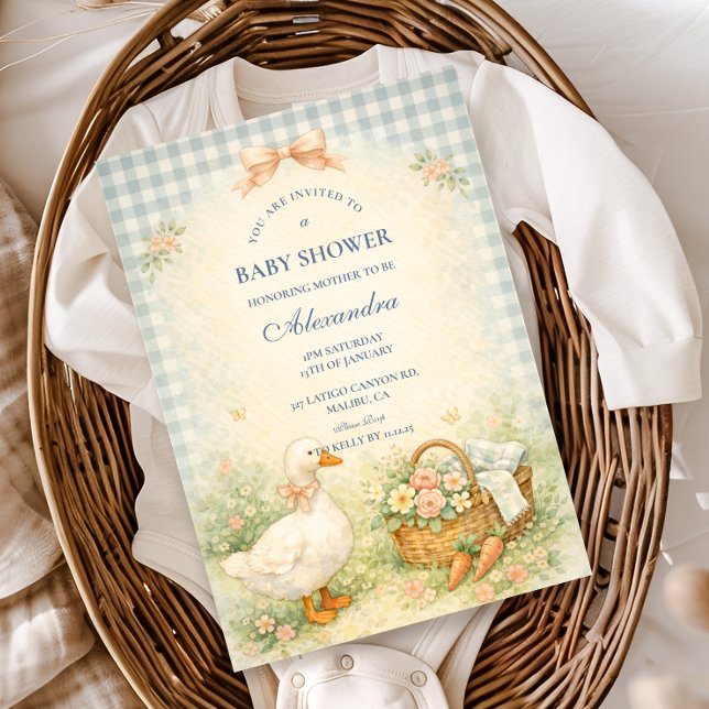 Convite Pastel Silly Goose Farm Baby Shower (Criador carregado)