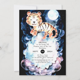 Convite Pastel Simple Tiger Birthday