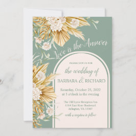Convite Pastel Suave Flores Pampas Grass Boho Casamento