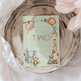 Convite Pastel Tropical Selvagem Dois Animais Safari da Se