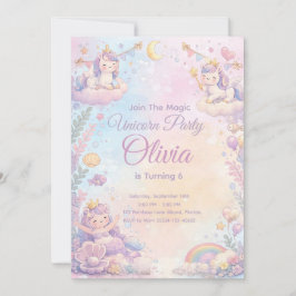 Convite Pastel Unicorn Birthday Invitation Editable