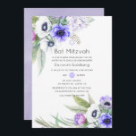 Convite Pastel Violet e Plum Floral Bat Mitzvah<br><div class="desc">Anemone floral bat mitzvah convite em matizes violetas pastel.</div>