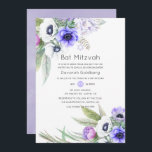 Convite Pastel Violet e Plum Floral Bat Mitzvah<br><div class="desc">Anemone floral bat mitzvah convite em matizes violetas pastel.</div>