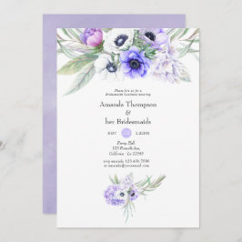 Convite Pastel Violet Floral Wedesmaids Luncheon