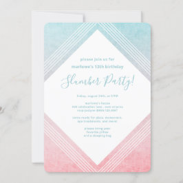 Convite Pastel Watercolor Birthday SlumbParty Aqua