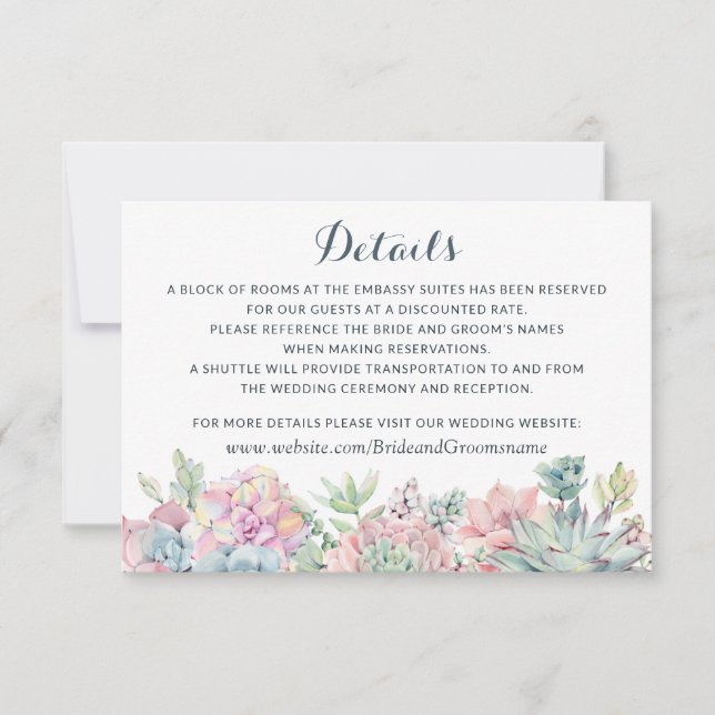 Convite Pastel Watercolor Detalhes do Suculto Inserir Cart (Frente)
