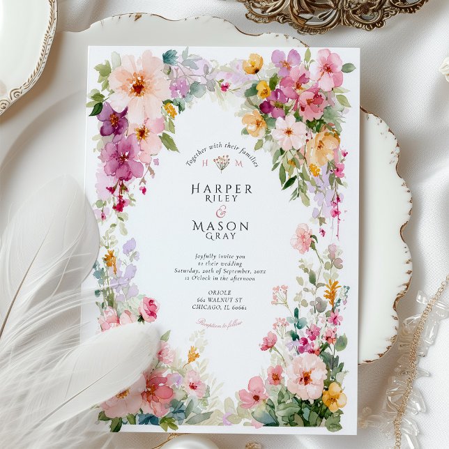 Convite Pastel Watercolor Floral Arch Wedding (Criador carregado)