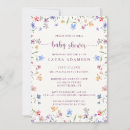 Convite Pastel Watercolor Wildflowers Garden Baby Shower