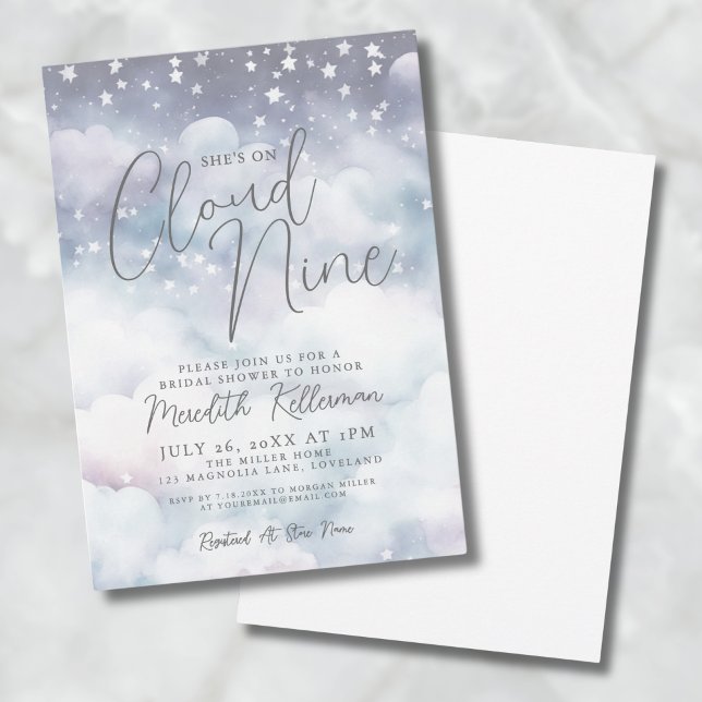 Convite Pastel Whimsical Ela está no Chá de panela Cloud N (Whimsical Pastel She's On Cloud Nine Bridal Shower Invitation)