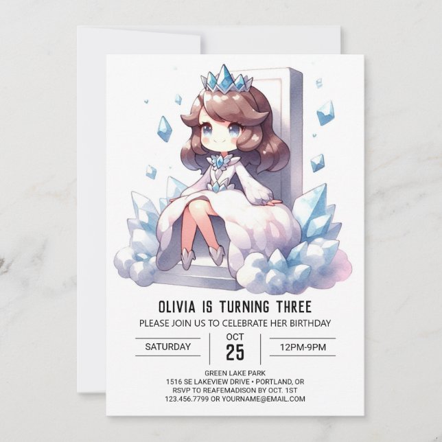 Convite Pastel Whimsical Princess Birthday (Frente)