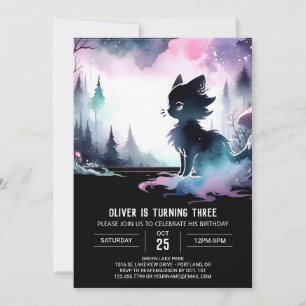 Convite Pastel Whimsy Cat Aniversário