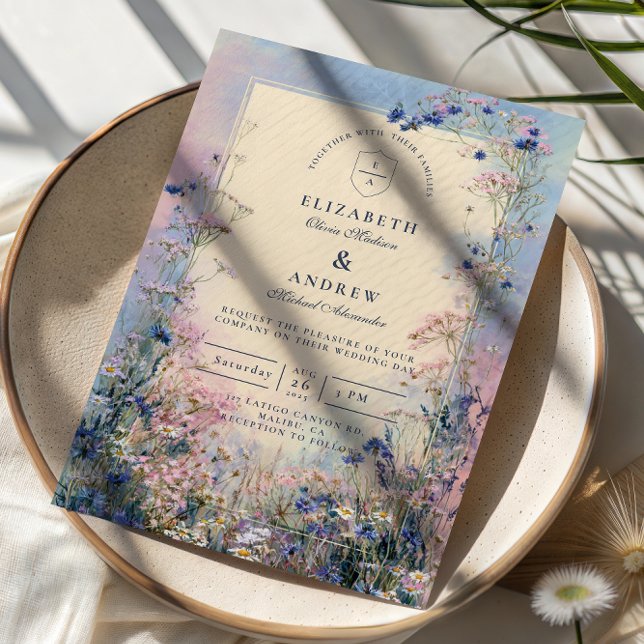 Convite Pastel Wildflower Meadow Wedding (Criador carregado)
