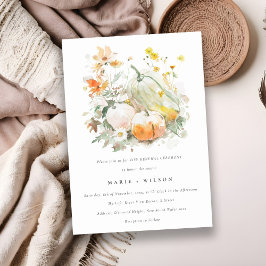 Convite Pastel Wildflower Pumpkin Watercolor Vow Renovação