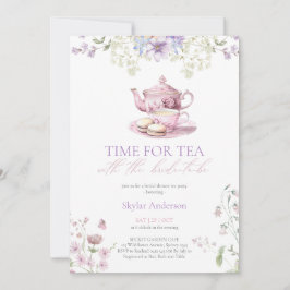Convite Pastel Wildflower Time for Tea Bridal Shower Party