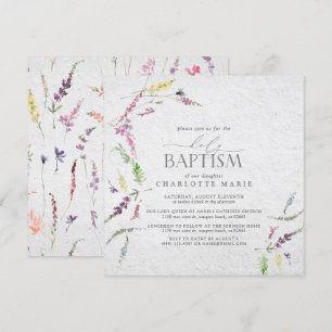 Convite Pastel Wildflower Watercolor Baptism