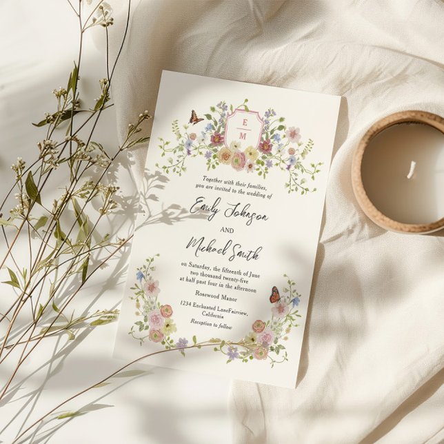Convite Pastel Wildflower Wedding (Criador carregado)
