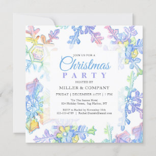 Convite Pastel Winter Snowflakes Festa de Natal Corporativ