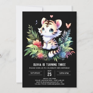 Convite Pastel Woodland Tiger Birthday