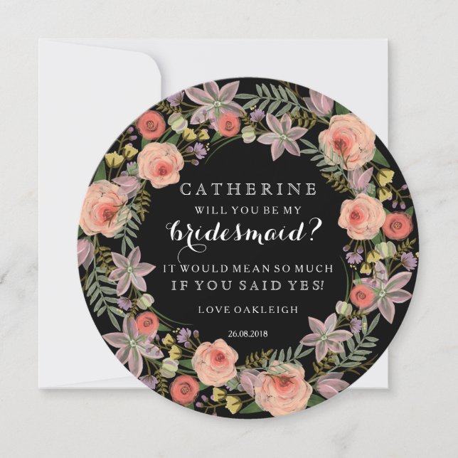 Convite Pastel Wreath Você Será A Minha Porta-Pontas | Bra (Frente)