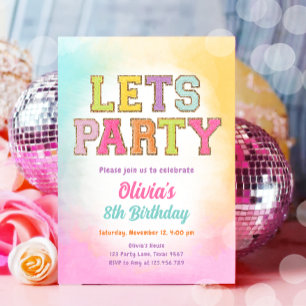 Convite Patch Letra Varsity Fashion Preppy Teen Birthday