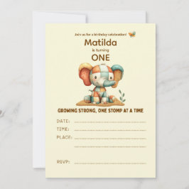 Convite Patchwork Elephant “Growing Strong”  