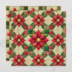 Convite Patchwork Poinsettia Star Scrapbooking Imprimível